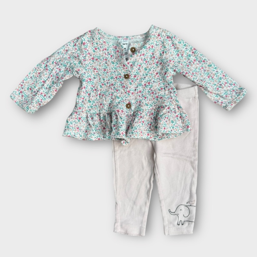 Floral Baby Outfit with Elephant Pants